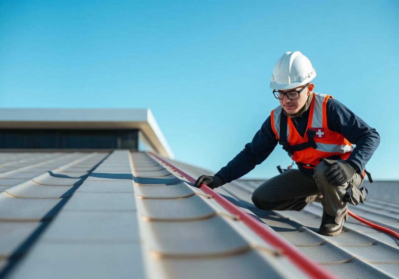 Foto: Dachdecker bei der Dachsanierung